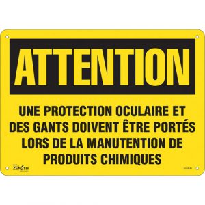 "Protection Oculaire" Sign, 10" x 14", Plastic, French