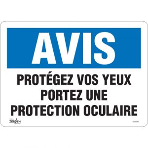 "Protégez vos Yeux" Sign, 10" x 14", Vinyl, French