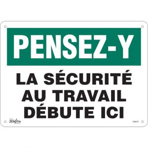 "La Sécurité au Travail" Sign, 10" x 14", Aluminum, French