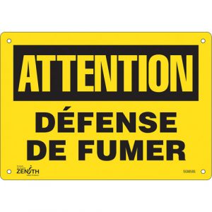 "Défense De Fumer" Sign, 7" x 10", Aluminum, French