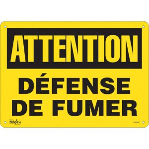 "Défense De Fumer" Sign, 10" x 14", Plastic, French