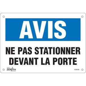 "Ne Pas Stationner" Sign, 7" x 10", Plastic, French
