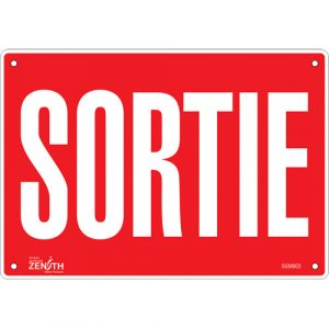 "Sortie" Sign, 7" x 10", Aluminum, French