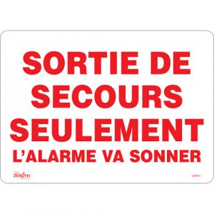 "Sortie De Secours" Sign, 10" x 14", Vinyl, French