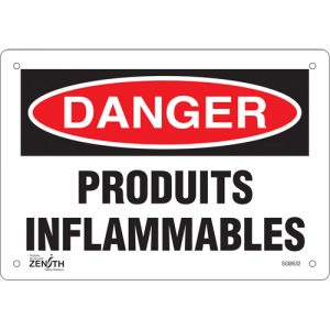 "Produits Inflammables" Sign, 7" x 10", Plastic, French