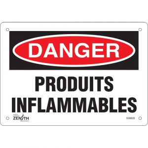 "Produits Inflammables" Sign, 7" x 10", Aluminum, French