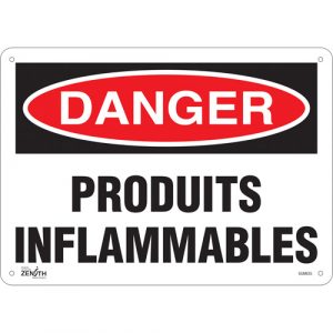 "Produits Inflammables" Sign, 10" x 14", Plastic, French