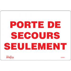 "Porte De Secours" Sign, 7" x 10", Vinyl, French