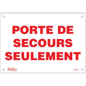 "Porte De Secours" Sign, 7" x 10", Aluminum, French