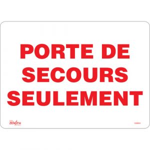"Porte De Secours" Sign, 10" x 14", Vinyl, French