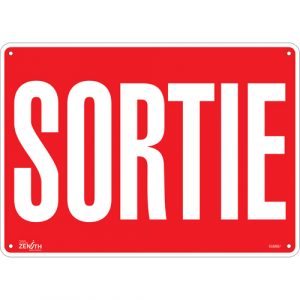 "Sortie" Sign, 10" x 14", Aluminum, French