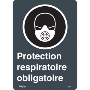 "Protection Respiratoire Obligatoire" Sign, 14" x 10", Vinyl, French with Pictogram