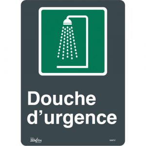 "Douche D'Urgence" Sign, 14" x 10", Vinyl, French with Pictogram