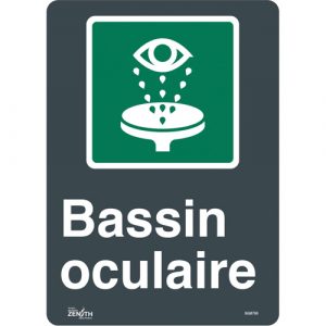 "Bassin Oculaire" Sign, 14" x 10", Vinyl, French with Pictogram