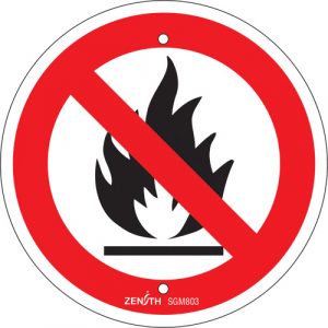 No Open Flames CSA Safety Sign, 6" x 6", Plastic, Pictogram