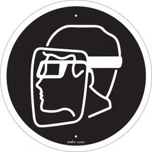 Face Protection Required CSA Safety Sign, 12" x 12", Plastic, Pictogram