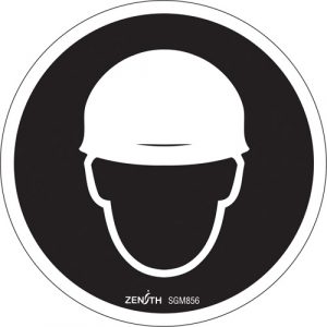 Hardhat Protection Required CSA Safety Sign, 6" x 6", Vinyl, Pictogram