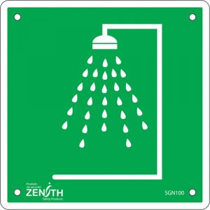 Emergency Shower CSA Safety Sign, 6" x 6", Plastic, Pictogram