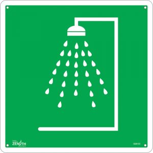 Emergency Shower CSA Safety Sign, 12" x 12", Plastic, Pictogram