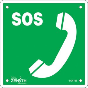 Emergency Telephone CSA Safety Sign, 6" x 6", Plastic, Bilingual with Pictogram