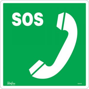 Emergency Telephone CSA Safety Sign, 12" x 12", Vinyl, Bilingual with Pictogram