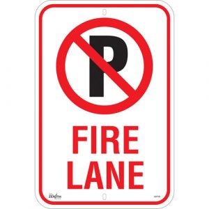 No Parking "Fire Lane" Sign, 18" x 12", Aluminum, English with Pictogram