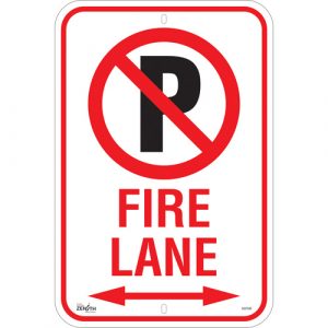 No Parking "Fire Lane" Sign, 18" x 12", Aluminum, English with Pictogram