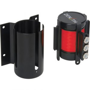 Wall Mount Barrier with Magnetic Tape, Steel, Screw Mount, 12', Red Tape