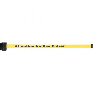 Magnetic Tape Cassette for Build-Your-Own Crowd Control Barrier, Attention ne pas entrer, 7', Yellow Tape