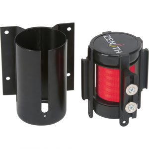 Wall Mount Barrier with Magnetic Tape, Steel, Screw Mount, 7', Red Tape