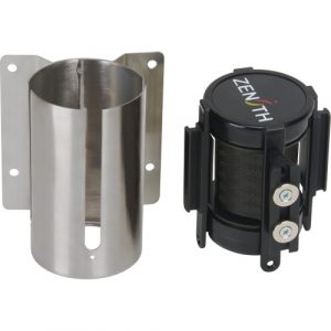 Wall Mount Barrier with Magnetic Tape, Steel, Screw Mount, 7', Black Tape