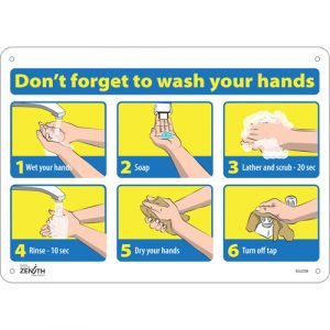 "Don't Forget to Wash Your Hands" Pictogram Sign, 10" x 14", Aluminum, English with Pictogram