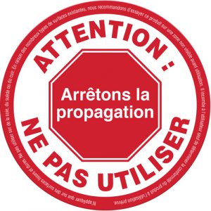 "Attention: Ne pas utiliser" Label, 5-1/8" x 5-1/8", Vinyl, French