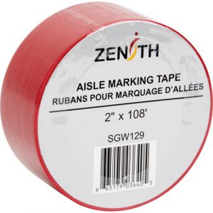Aisle Marking Tape, 2" x 108', PVC, Red