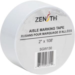Aisle Marking Tape, 2" x 108', PVC, White