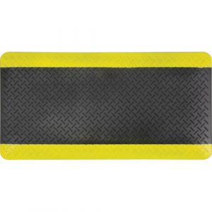 Anti-Fatigue Matting, Diamond, 1-2/3' x 3-1/4' x 3/4", Black/Yellow, Polyurethane