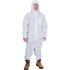 Hooded Coveralls, 4X-Large, White, SMS