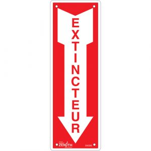 "Extincteur" Sign, 12" x 4", Plastic, French with Pictogram