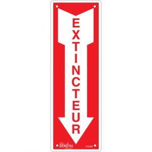"Extincteur" Sign, 12" x 4", Aluminum, French with Pictogram