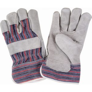 Rugged Fitters Gloves, Large, Split Cowhide Palm, Cotton Inner Lining