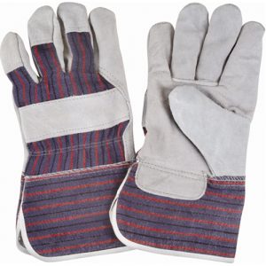 Rugged Fitters Gloves, Large, Split Cowhide Palm, Cotton Inner Lining