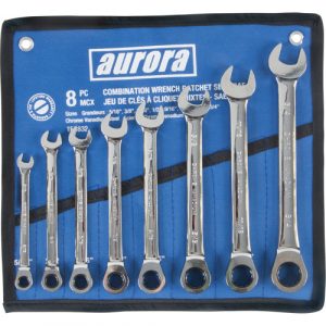Fixed Head Wrench Set, Combination, 8 Pieces, Imperial