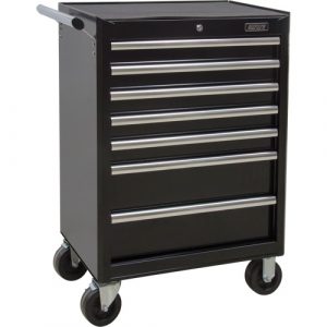 Industrial Tool Cart, 7 Drawers, 27" W x 18-3/4" D x 39" H, Black