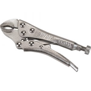 Locking Pliers with Wire Cutter, 4" Length, Curved Jaw
