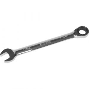 Metric Ratcheting Combination Wrench, 12 Point, 17 mm, Chrome Finish