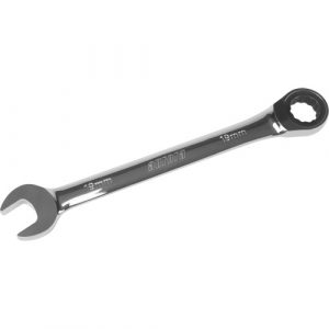 Metric Ratcheting Combination Wrench, 12 Point, 19 mm, Chrome Finish