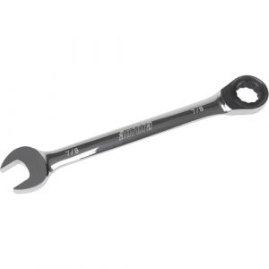SAE Ratcheting Combination Wrench, 12 Point, 7/8", Chrome Finish