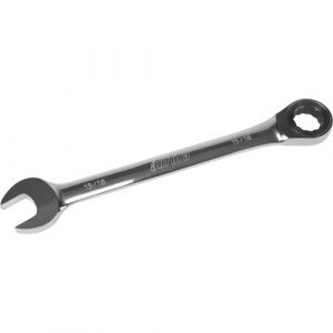 SAE Ratcheting Combination Wrench, 12 Point, 15/16", Chrome Finish