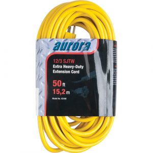 Vinyl Extension Cord, Outdoor, SJTW, 12/3 AWG, 15 A, 50'