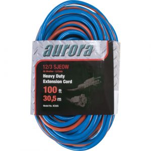 TPE-Rubber Extension Cord With Light Indicator, All-Weather, SJEOW, 12/3 AWG, 15 A, 100'
